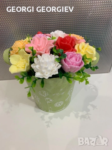 цветя изработени с глицеринов ароматен сапун и Българска роза 🌹 Стара Загора Център ., снимка 4 - Изкуствени цветя - 53463302