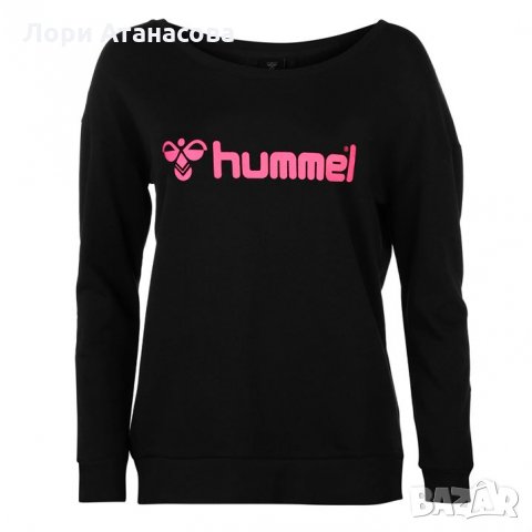 Туристическа фланелка с дълъг ръкав ” Hummel ” в черно с щампа в розово-,внос от Англия, снимка 1 - Спортни екипи - 26534228