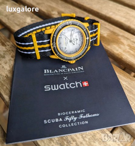 Мъжки часовник Blancpain X Swatch Pacific Ocean с кварцов механизъм, снимка 4 - Мъжки - 42560615