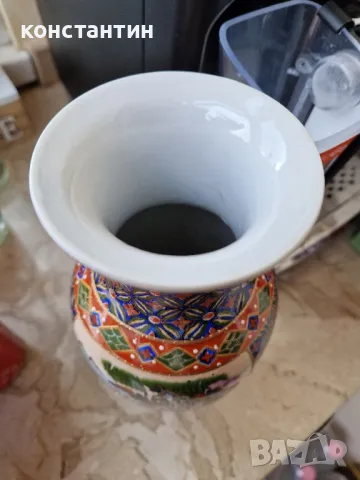 Японска ваза ръчно рисувана, снимка 4 - Вази - 48793652