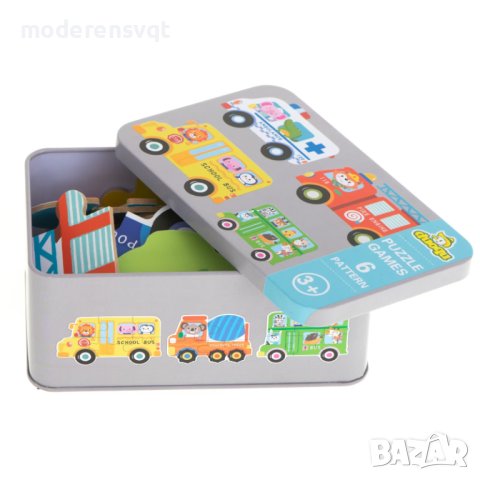 Комплект от 6 детски пъзела в метална кутия, снимка 3 - Игри и пъзели - 43501897