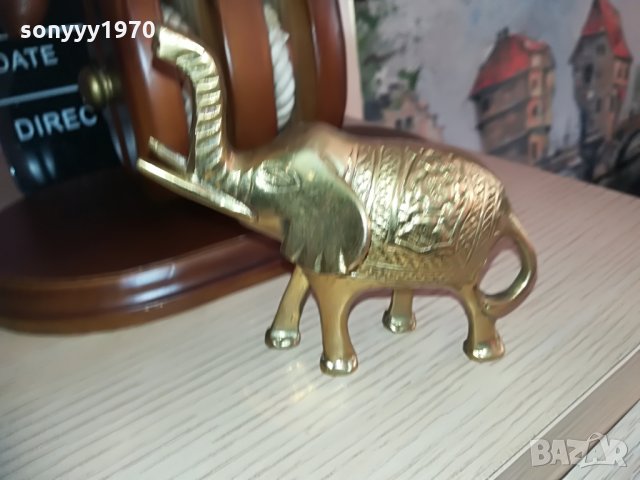 мед/месингово слонче-цвят злато 10х9х5см, снимка 3 - Колекции - 28726876
