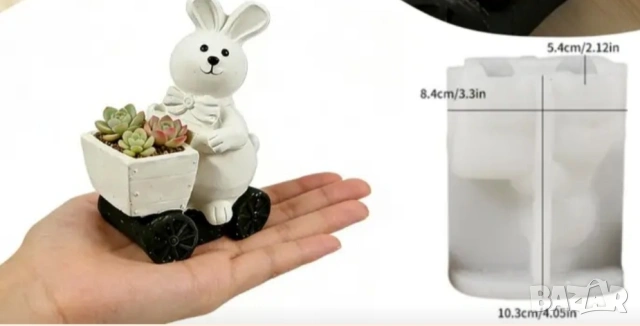 Молд кашпа заек с количка , снимка 3 - Форми - 53088675