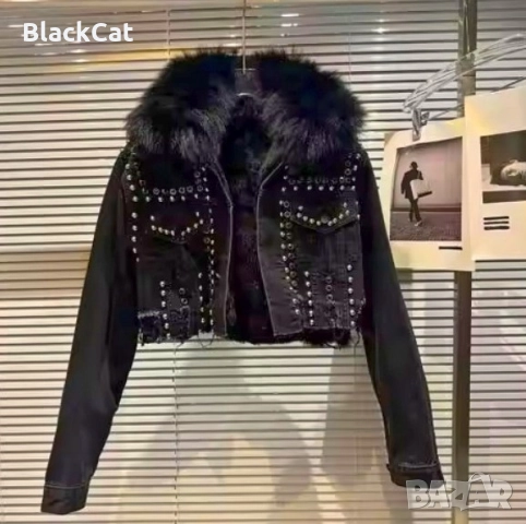 Дънково Яке С Пух, снимка 3 - Якета - 52190615