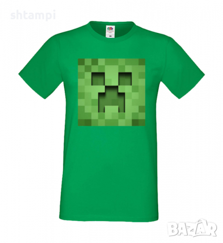 Мъжка тениска Creeper Face 3,майнкрафт,Minecraft,Игра,Забавление,подарък,Изненада,Рожден Ден.