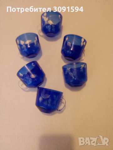Чаши,за кафе чай от син  БОХЕМСКИ КРИСТАЛ , снимка 9 - Други ценни предмети - 43126197
