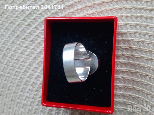 Сребърен пръстен със син камък, снимка 9 - Пръстени - 44014070