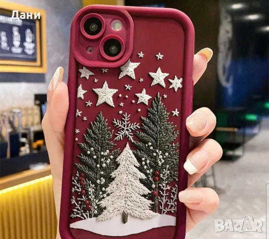 Червен коледен калъф за телефон