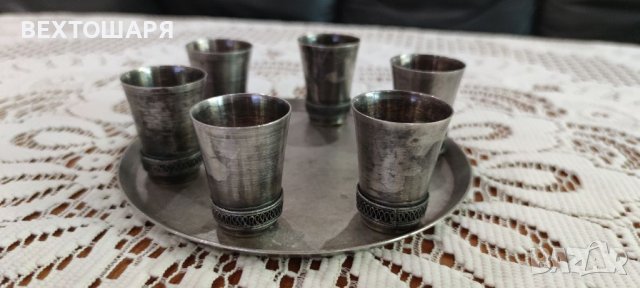 Старинен Посребрен Руски Сервиз за Водка - Ликьор 