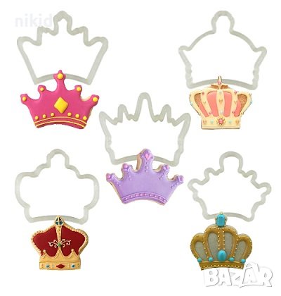 5 бр корона корони пластмасови резци резец форма форми за фондан тесто сладки, снимка 2 - Форми - 39060828