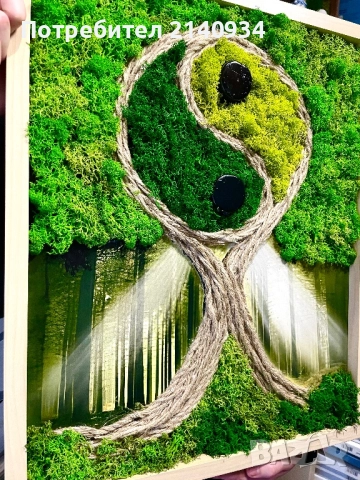 Голяма жива картина от скандинавски мъх, снимка 3 - Декорация за дома - 52749036