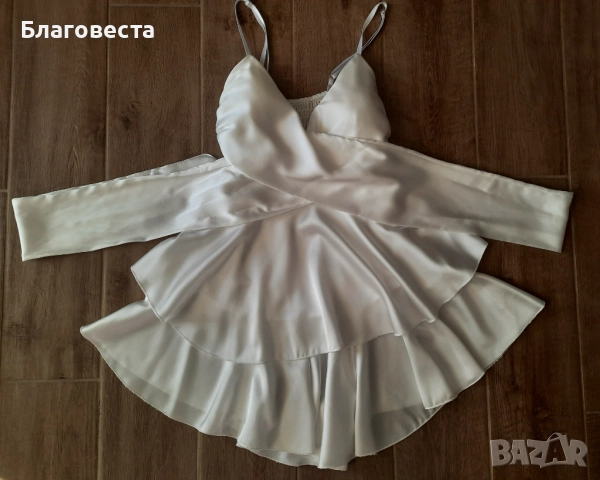 Сатенена рокля в бял цвят , снимка 2 - Рокли - 52178749