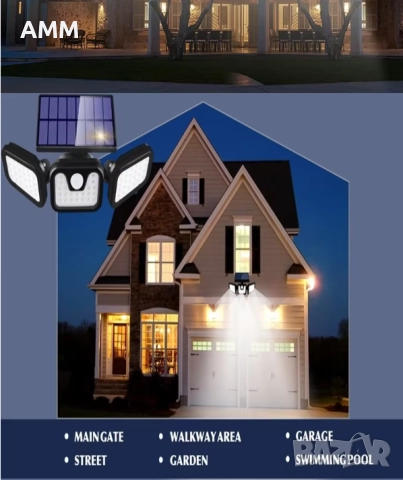 LED Соларен аплик със сензор  за движение IP65., снимка 6 - Лед осветление - 52265338