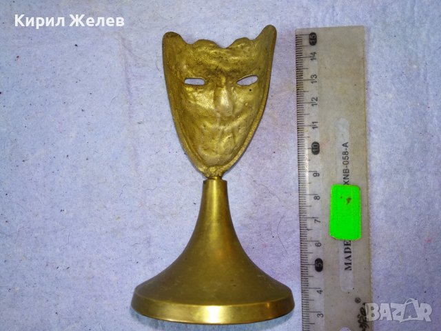 Стара АЗИАТСКА ФОЛКЛОРНА ТРАДИЦИОННА БРОНЗОВА МАСКА ЦВЕТЕН ЕМАЙЛ РЪЧНА ХУДОЖЕСТВЕНА ИЗРАБОТКА 42692, снимка 3 - Декорация за дома - 43951795
