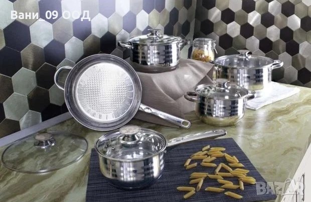 Сет висококачествени петслойни тенджери и тигани , снимка 2 - Съдове за готвене - 43915235