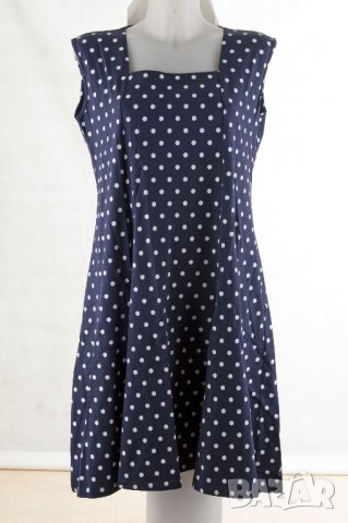 Тъмносиня рокля на бели точки марка Numoco - XL, снимка 2 - Рокли - 38435860