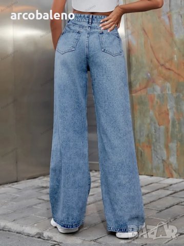 Дамски скъсани странични дънки с висока талия, 2цвята, снимка 5 - Дънки - 39460544