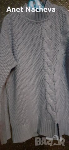 Пуловер дамски морско синьо  на релефни фигури , снимка 3 - Пуловери - 40012809