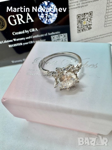 Сребърен пръстен с мойсанит (Диамант) 2 карата, снимка 10 - Пръстени - 51782381