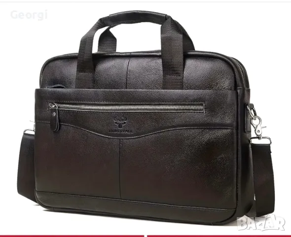 Мъжка ежедневно/функционална бизнес чанта (за лаптоп 15,6”) Естествена кожа!, снимка 6 - Чанти - 49281787