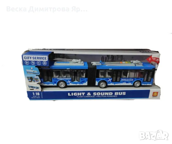 Фрикционен тролейбус с отварящи се врати, звуци и светлини, снимка 5 - Други - 47883652