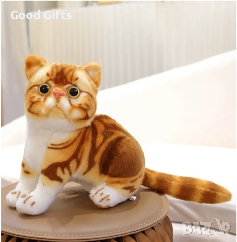 Плюшено коте, кафяво/бяло, 27см