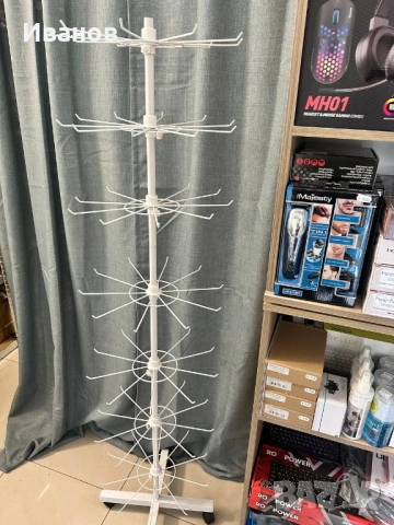 Стелаж метална въртележка 160х40см с колелца