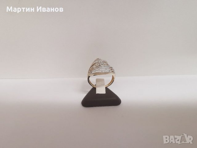 Златен пръстен бяло и жълто комбинация 3