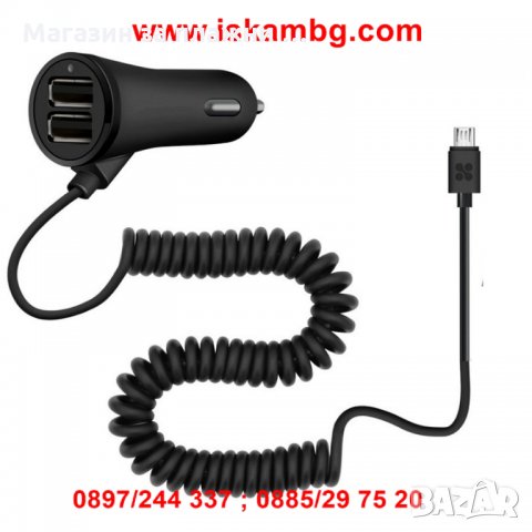 Зарядно за автомобил кола BELKIN с 2 USB порта - Apple iPhone Samsung, снимка 3 - Зарядни за кола - 26970175