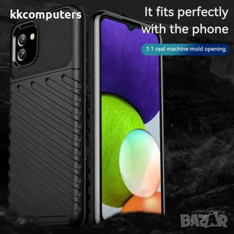 Samsung Galaxy A03 Удароустойчив Twill Texture Калъф и Протектор, снимка 4 - Калъфи, кейсове - 48611369