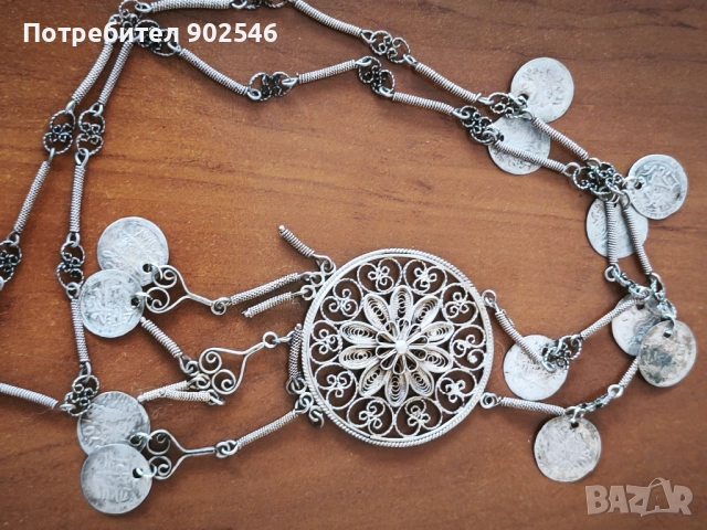 Български накит, сребро, филигран носия, снимка 4 - Антикварни и старинни предмети - 51450349