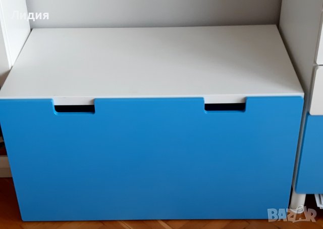 Пейка с чекмедже за съхранение STUVA IKEA – бяло, синьо, снимка 2 - Мебели за детската стая - 43516160