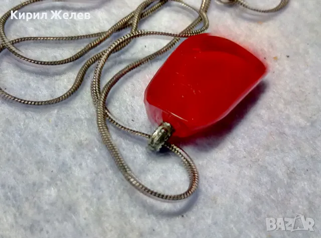 СТИЛНО ПОСРЕБРЕНО МЕДНО КОЛИЕ с АРТ ВИСУЛКА от ЦВЕТНО СТЪКЛО ФЕШЪН МЕДАЛЬОН 25017, снимка 9 - Колиета, медальони, синджири - 49981834