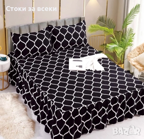 Долен чаршав с драперия и две калъфки , снимка 6 - Спално бельо - 52493144