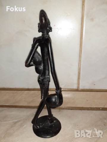 Уникална стара африканска бронзова статуетка фигура пластика, снимка 5 - Антикварни и старинни предмети - 43152805