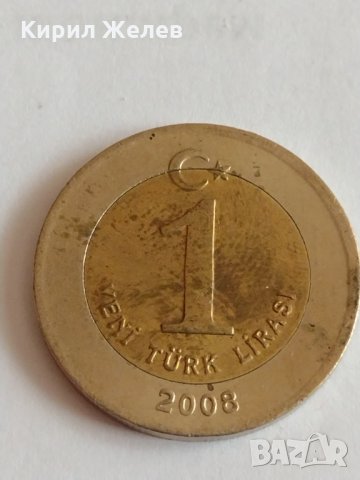Монета 1 лира ТУРЦИЯ  2008 година за колекция декорация- 18696, снимка 3 - Нумизматика и бонистика - 32726216