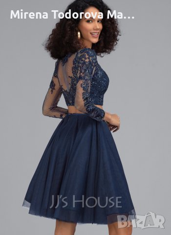 Абитуриентска рокля. А-силует Къса Мини рокля от тюл с пайети.-EU36 XS, S-250лв., снимка 2 - Рокли - 36683368