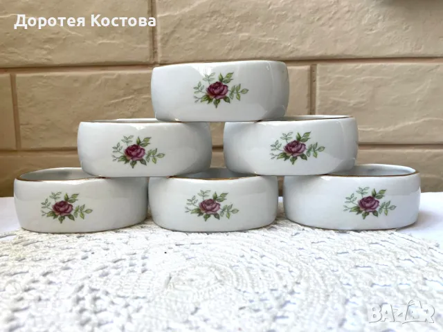 Красиви големи порцеланови пръстени от Полша с рози 