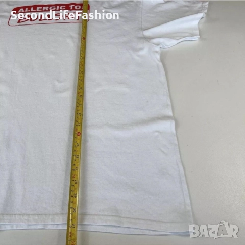 Винтидж мъжка тениска Delta Pro Allergic to bullshit бяла, размер 2XL, снимка 5 - Тениски - 52816433