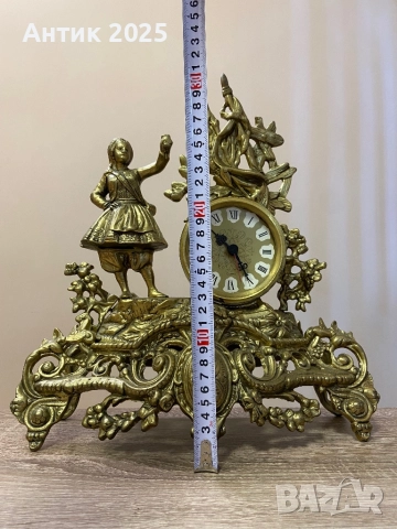 Винтидж бронзов каминен часовник с фигура на момиче, снимка 2 - Антикварни и старинни предмети - 52501460