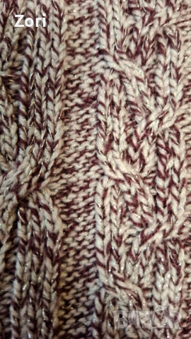 РАЗКОШНА блуза в бежово-бордо-сребрист меланж за гръдна обиколка от 126см до 148см, снимка 3 - Блузи с дълъг ръкав и пуловери - 52960520