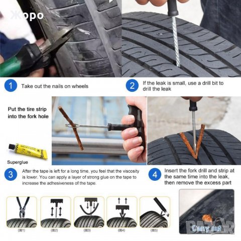 Авариен ремонтен комплект за спукани гуми, снимка 15 - Аксесоари и консумативи - 27494384