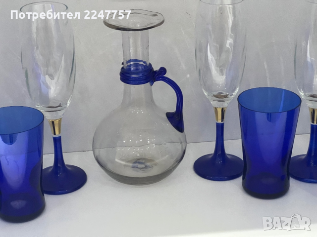 Чаши за вино синьо стъкло , снимка 5 - Чаши - 44847505