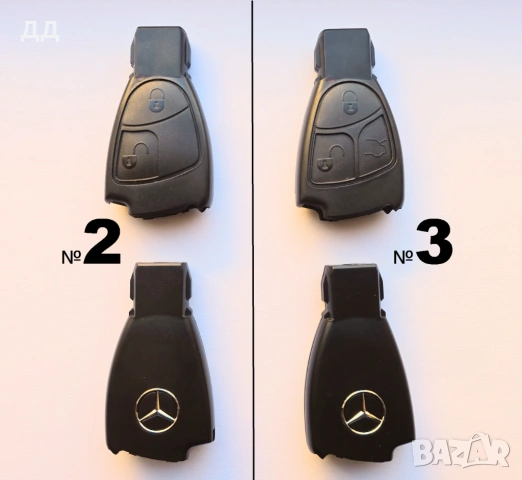 С лого, Ключ кутийка дистанционно за Мерцедес Mercedes рибка - два бутона