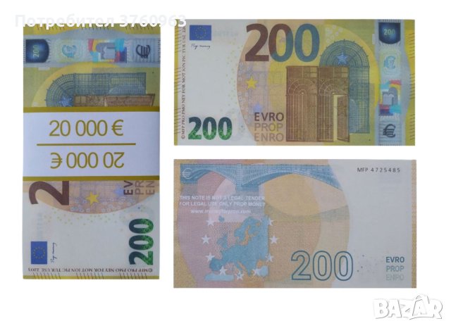 Висококачествени реквизитни сувенирни пари. Банкноти от 10, 50, 100 и 200 ЕВРО, снимка 4 - Нумизматика и бонистика - 41183601