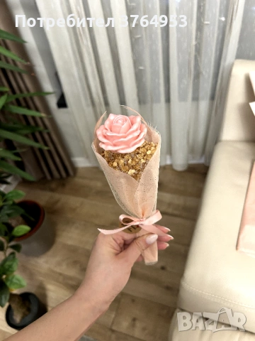 Роза от натурален соев восък подарък осми март, снимка 4 - Подаръци за жени - 53531756