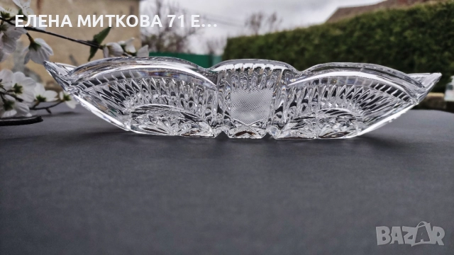 Кристална фруктиера/купа/гондола с дълбока гравюра, снимка 2 - Аксесоари за кухня - 52683631