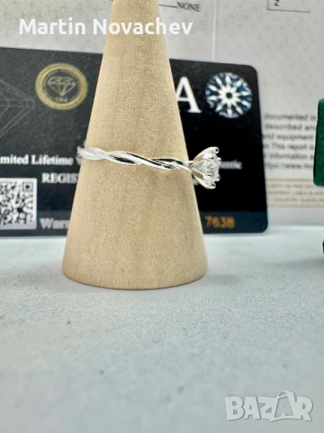 Сребърен пръстен с мойсанит (Диамант) 0.5 карата, снимка 4 - Пръстени - 51370764