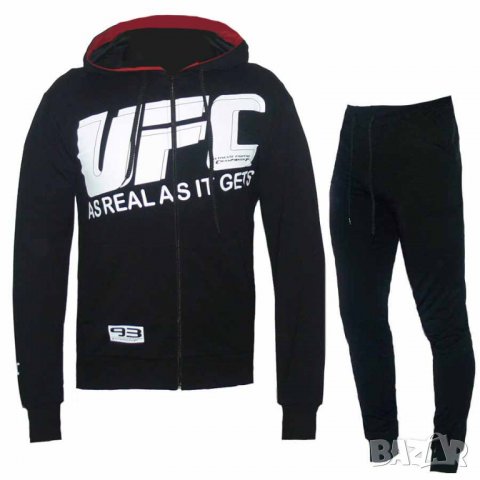 Спортен екип UFC, 2078 черен, памук и ликра, с качулка