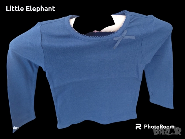 Блузка с дълъг ръкав за 2-3 год мом тъмно синя с малка панделка",колекция"Famous",Англия/нова